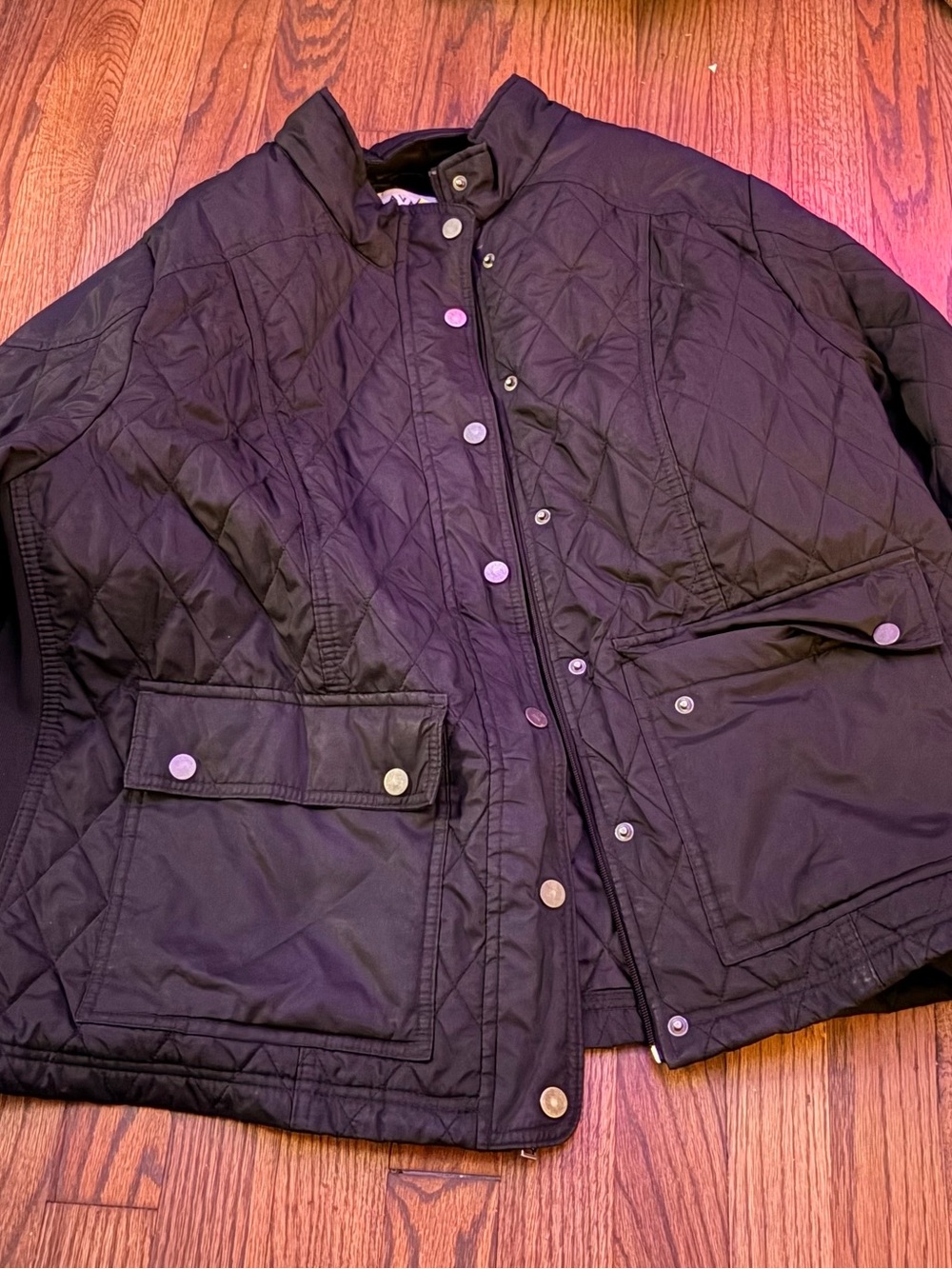 Ava & Viv Black Quilted Snap-Front Puffer Jacket